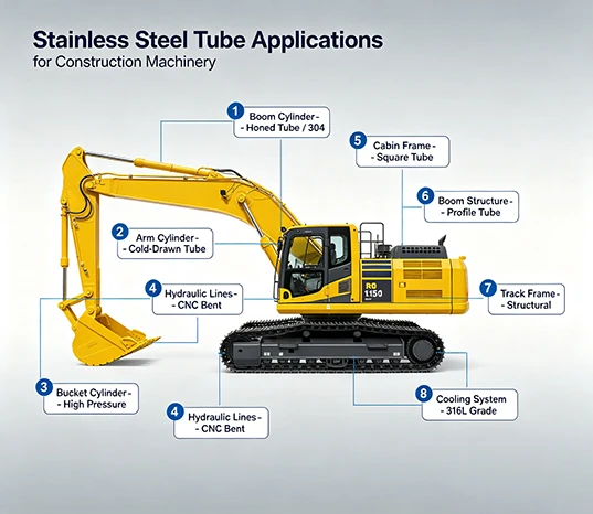 stainless tube for engineering machinery stainless tube for engineering machinery